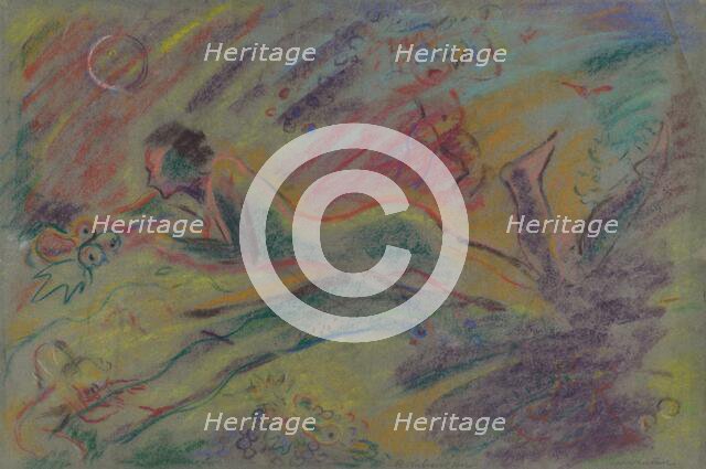 A reclining female nude in the countryside, 1933-1944. Creator: Arnold Peter Weisz-Kubincan.