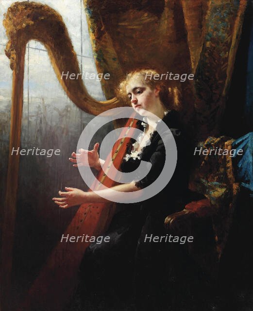 Playing the harp. Creator: Schwartze, Thérèse (1851-1918).