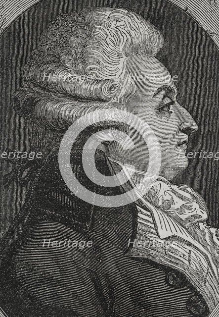 Portrait of Marie-Jean Hérault de Séchelles (1759-1794), French judge and politician, 1876. Creator: Pannemaker.