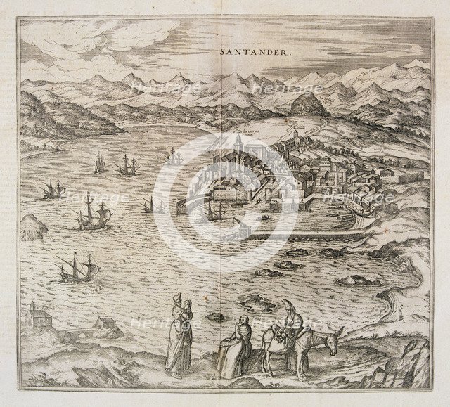 View of the city of Santander. Engraving for the work 'Civitates Orbis Terrarrum', 1576, by Georg…