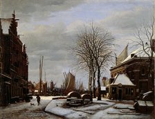 Slijpsteenmarkt (Whetstone Market) in Amsterdam with the Building 'Het Zeerecht' in Winter..., 1817. Creator: George Pieter Westenberg.