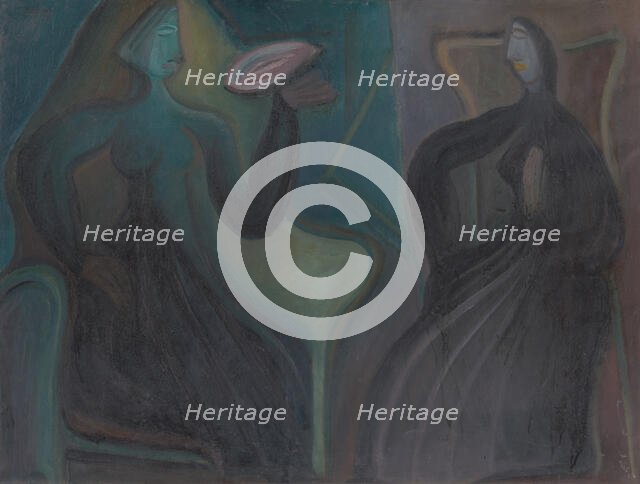 Seated women, 1920-1930. Creator: Karol Polónyi.