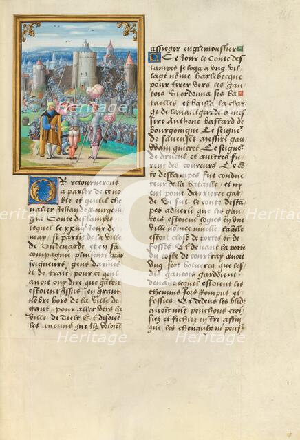 The Taking of Nevele; Livre des faits de Jacques de Lalaing, about 1530. Creator: Master of the Getty Lalaing.