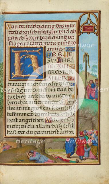 Border with Moses and the Brazen Serpent, about 1525-1530. Creator: Simon Bening.
