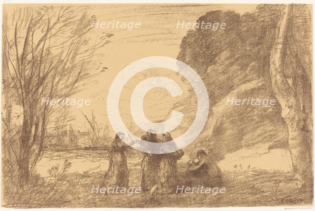 Family at Terracina (Une famille a terracine), 1871. Creator: Jean-Baptiste-Camille Corot.