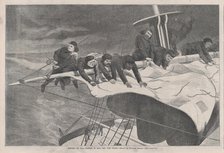 Winter at Sea - Taking in Sail off the Coast (Harper's Weekly, Vol. VIII), January 16, 1869. Creator: Unknown.