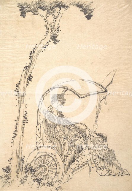 Lady in a Chariot. Creator: Hokusai.