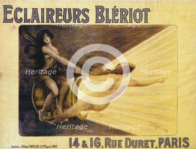 Advertisement for Bleriot headlamps, c1905. Artist: Philippe Chapellier.