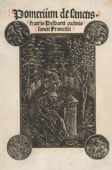 The Franciscan, Pelbart of Temesvar, Studying in a Garden (Schr. 2876), 1502. Creator: Attributed to Daniel Hopfer.