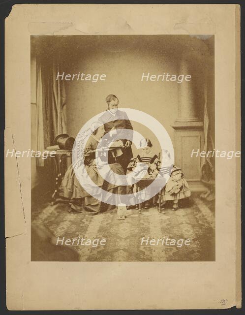 Portrait of man, woman, and children, about 1859. Creator: Unknown.