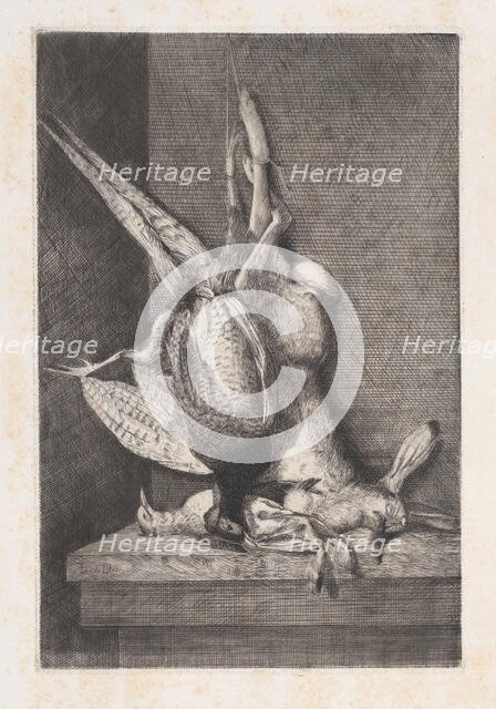 Hunting trophy with game birds and rabbit, 1850-1900. Creator: Charles-Alphonse Deblois.