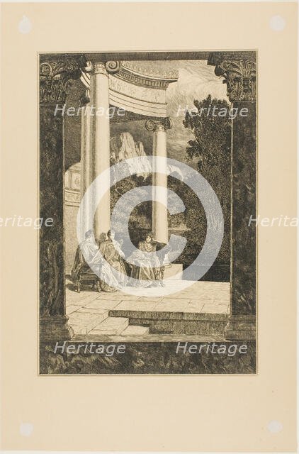 Psyche and her Sisters, plate 18 from Cupid and Psyche, 1880. Creator: Max Klinger.