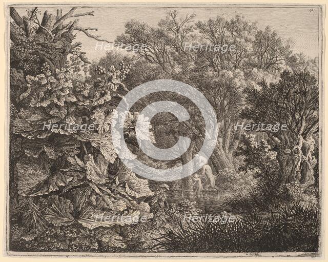 Landscape with Large Leaves and Three Satyrs, c. 1800. Creator: Carl Wilhelm Kolbe the elder.