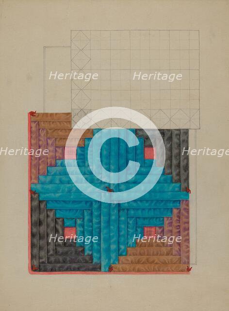 Log Cabin Quilt, c. 1936. Creator: Floyd R. Sharp.