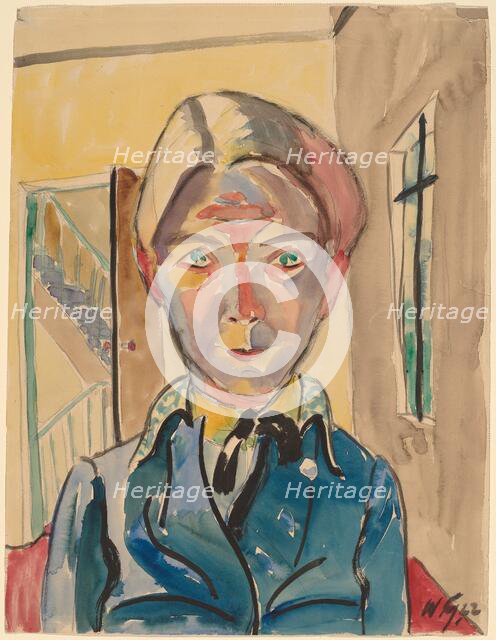 Self-Portrait in Front of Stairs (Selbst vor Treppe), 1922. Creator: Walter Gramatté.