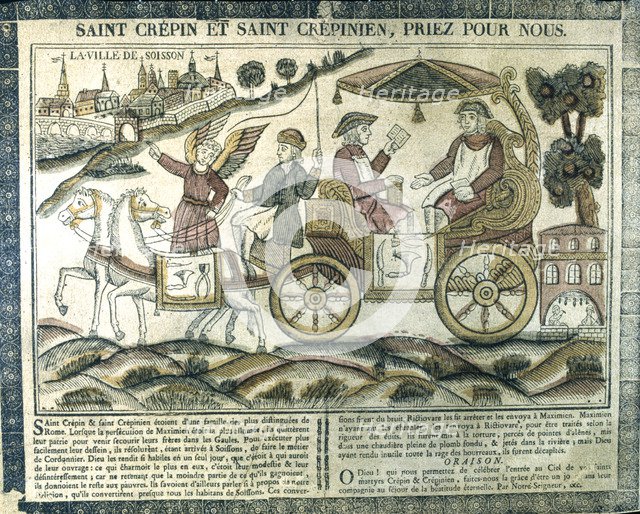 St Crispin and St Crispinian, Christian martyrs, 19th century. Artist: Anon