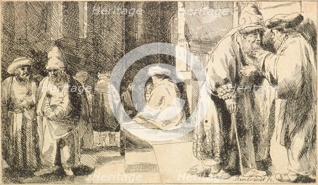 Jews in the Synagogue. Artist: Rembrandt van Rhijn (1606-1669)