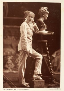 Sarah Bernhardt in her studio sculpting a self portrait, (late 19th century?). Artist: Unknown