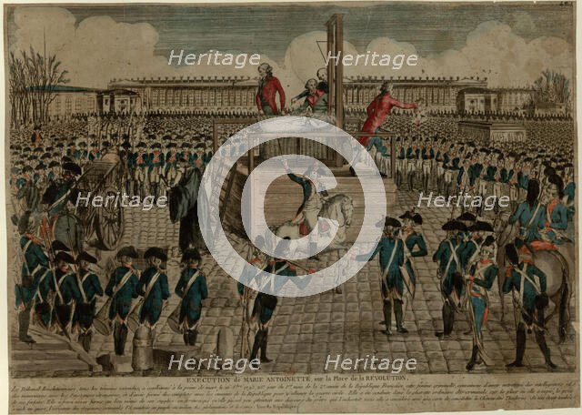 The Execution of Marie Antoinette on the Place de la Revolution on October 16, 1793, c. 1793. Creator: Anonymous.