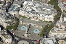 Trafalgar Square, Nelson's Column and the National Gallery, Westminster, London, 2021. Creator: Damian Grady.