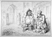 'Meeting of unfortunate citoyens', 1798.                 Artist: James Gillray