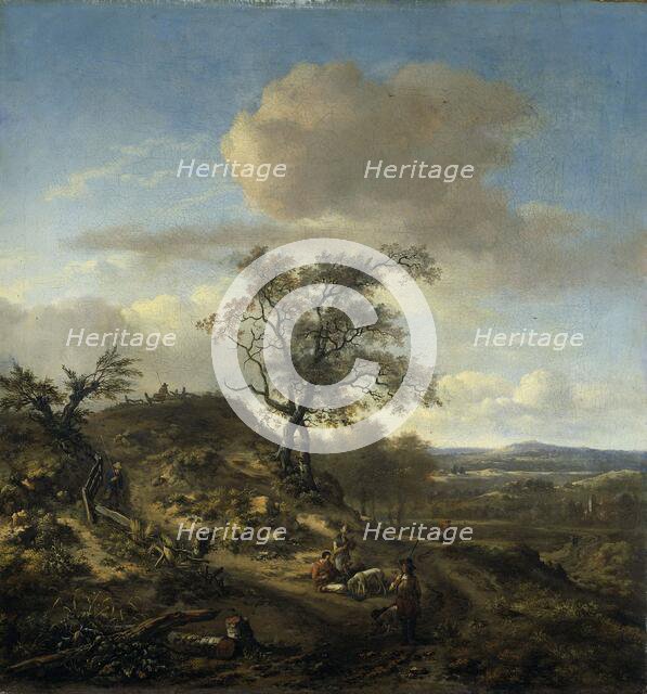 Landscape with a Hunter and other Figures, c.1660-c.1670. Creator: Jan Wijnants.