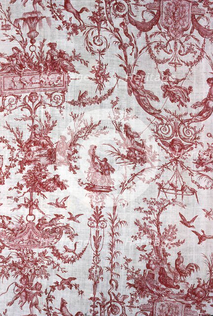 L'Escarpolette, (The Swing), Furnishing Fabric, France, c. 1789. Creator: Christophe-Philippe Oberkampf.
