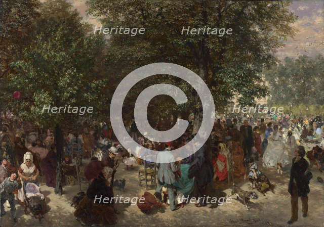 Afternoon in the Tuileries Gardens, 1867. Artist: Menzel, Adolph Friedrich, von (1815-1905)