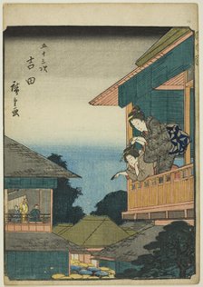 Yoshida, from the series "Fifty-three Stations [of the Tokaido] (Gojusan tsugi)," also...,1852. Creator: Ando Hiroshige.