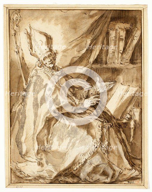 Bishop seated in his Study, seen from his Right Side, c. 1645. Creator: Leonello Spada.