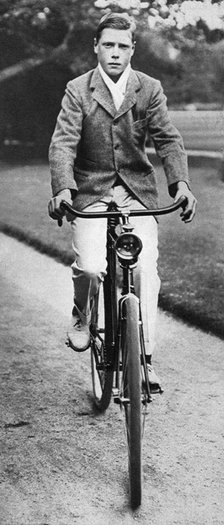 The future King Edward VIII riding his bicycle in 1911. Artist: Unknown