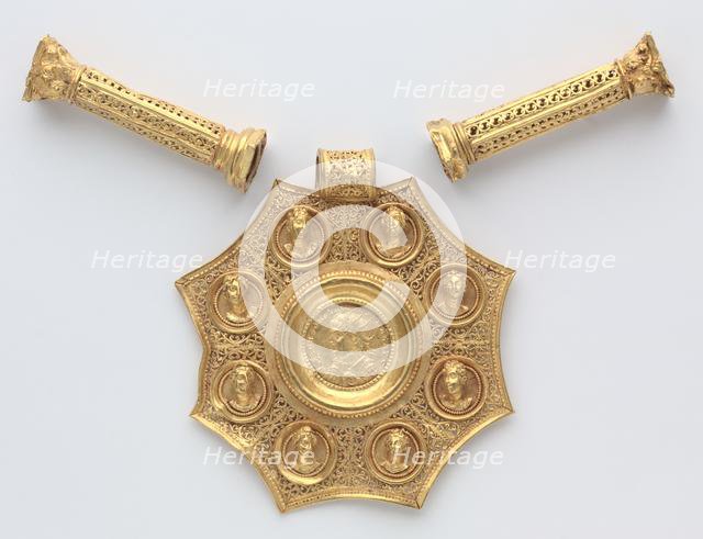 Octagonal Pendant with Corinthian Column Spacers and Clasp Set , 324-326. Creator: Unknown.