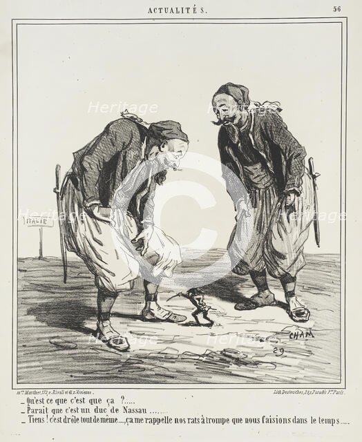 Qu'est ce que c'est que ça? . . . Parait que c'est un duc de Nassau . . . Tiens! c'est..., 1866. Creator: Cham.