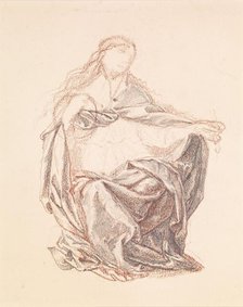 Drapery Study of a Seated Woman, 1865. Creator: Sir Edward Coley Burne-Jones.