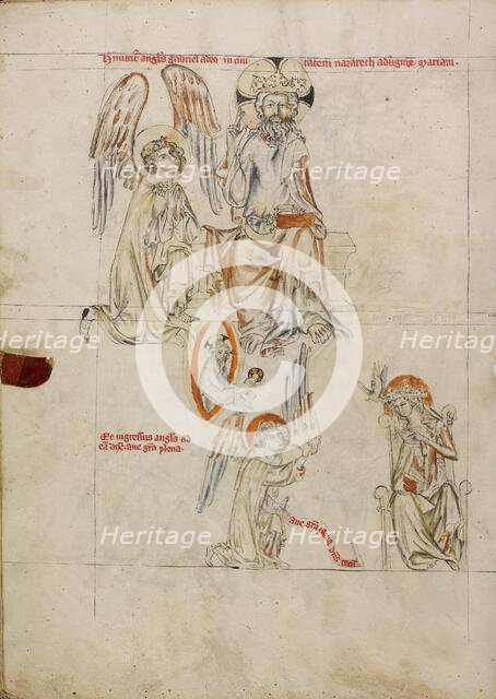 The Lord Sending out Gabriel: The Annunciation; Vita beatae Hedwigis, 1353. Creator: Unknown.