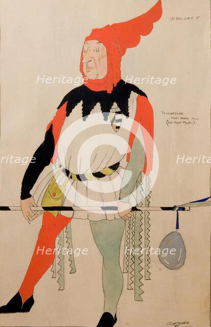 Costume Design for Touchstone in As You Like It, Act I, c1919. Creator: Claud Lovat Fraser.