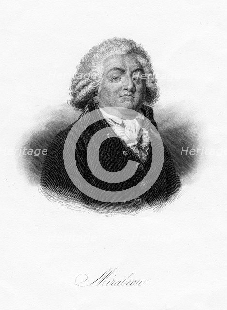 Honore-Gabriel de Riqueti, comte de Mirabeau, French writer, popular orator and statesman, 1845. Creator: Freeman.