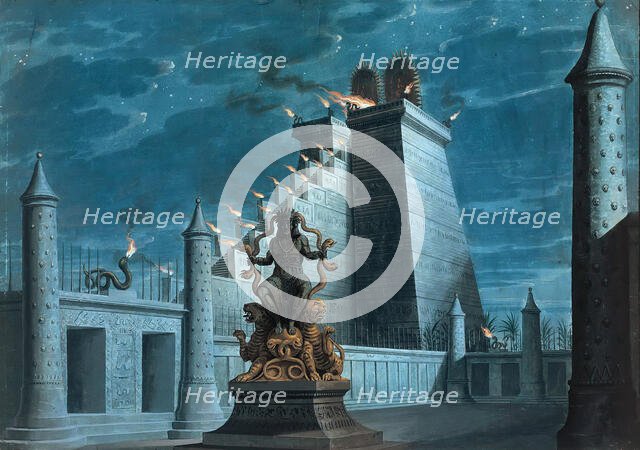 Stage design for the Opera "Fernand Cortez, ou La conquête du Mexique (Hernán Cortés..., 1817. Creator: Schinkel, Karl Friedrich (1781-1841).