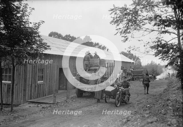 Army, U.S. Army Motorcycle And Side-Car, 1917. Creator: Harris & Ewing.