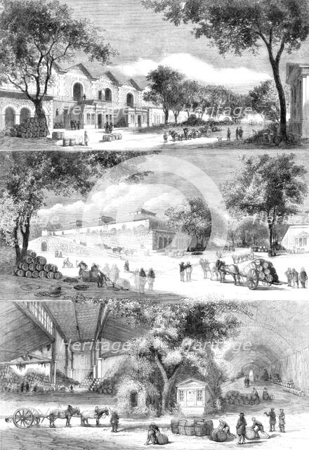 The Paris Wine Market: the Brandy Quarter, Rues de Languedoc and de la Côte d'Or, the Cellars, 1860. Creator: Unknown.