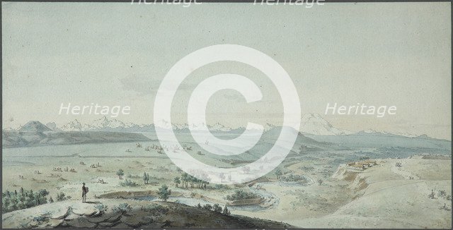 View of the Konstantinogorsk Fortress from the Mountain Mashuk, 1805. Artist: Korneev (Karneev), Yemelyan Mikhaylovich (ca 1780-after 1839)