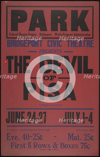 The Devil of Pisa, Bridgeport, CT, 1937. Creator: Unknown.