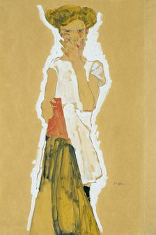 Standing Girl in White Petticoat. Artist: Schiele, Egon (1890–1918)