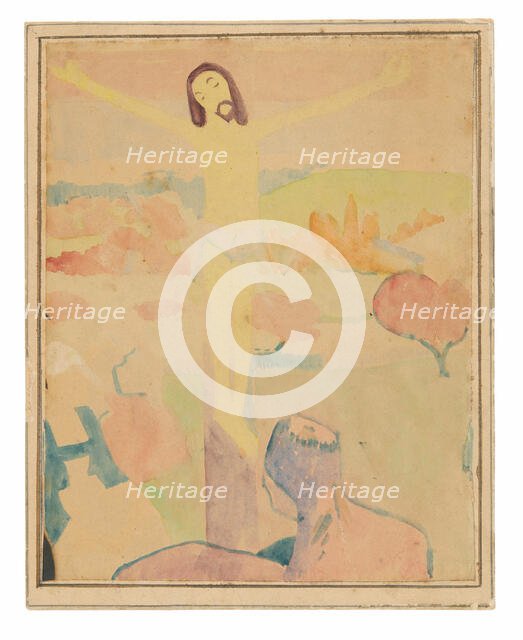 The Yellow Christ (recto), Female Bather Wading through a Brook, c. 1889. Creator: Paul Gauguin.