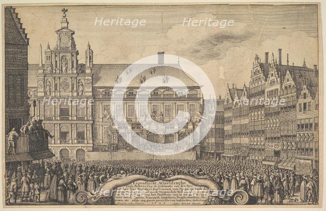 Proclamation of the treaty of Munster, 1648. Creator: Wenceslaus Hollar.