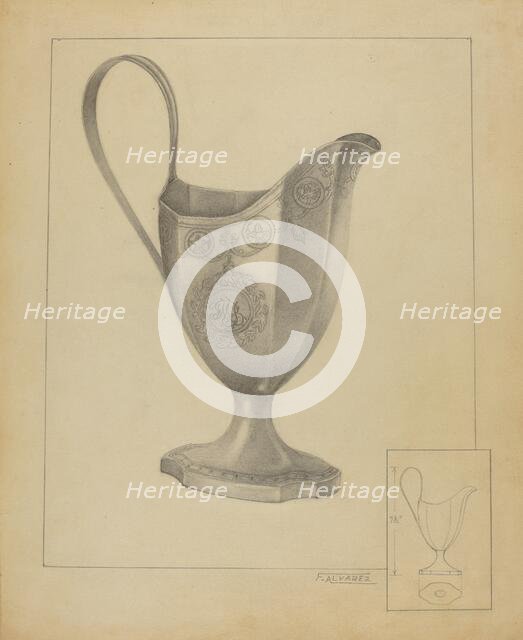 Silver Creamer, 1936. Creator: Francisco Alvarez.