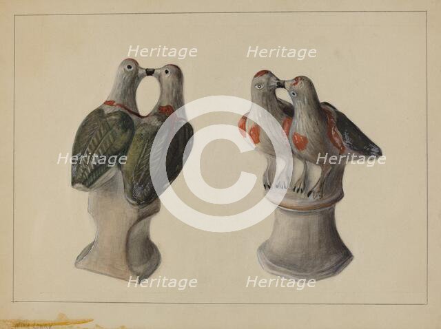 Chalkware Lovebirds, c. 1937. Creator: Mina Lowry.