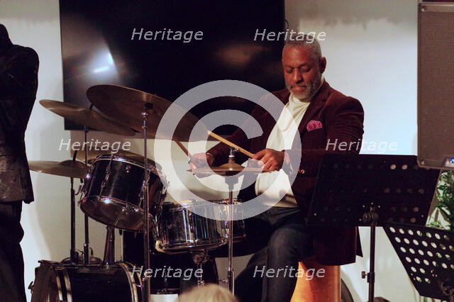 Vince Dunn, Paul Higgs Quartet, East Grinstead Jazz Club, Chequer Mead Theatre, West Sussex, 2025. Creator: Brian O'Connor.