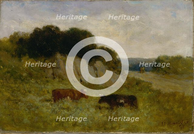 Untitled (landscape with two cows), 1898. Creator: Edward Mitchell Bannister.