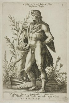 Apollo, plate 5 from Parnassus Biceps, 1601. Creator: Robert Boissard.